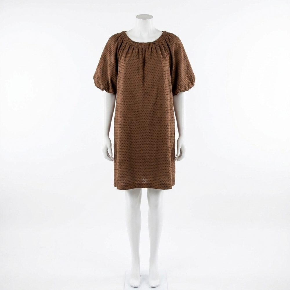 NEW JADE gather neck tie back dress in brown